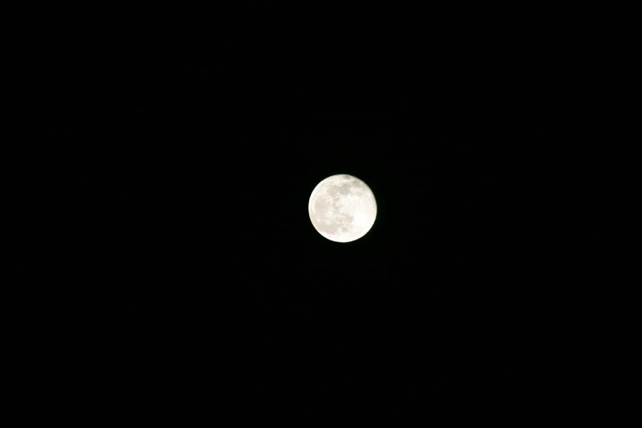Almost a full moon (ISO 100, 280mm, f/5.6, 1/100 sec)
